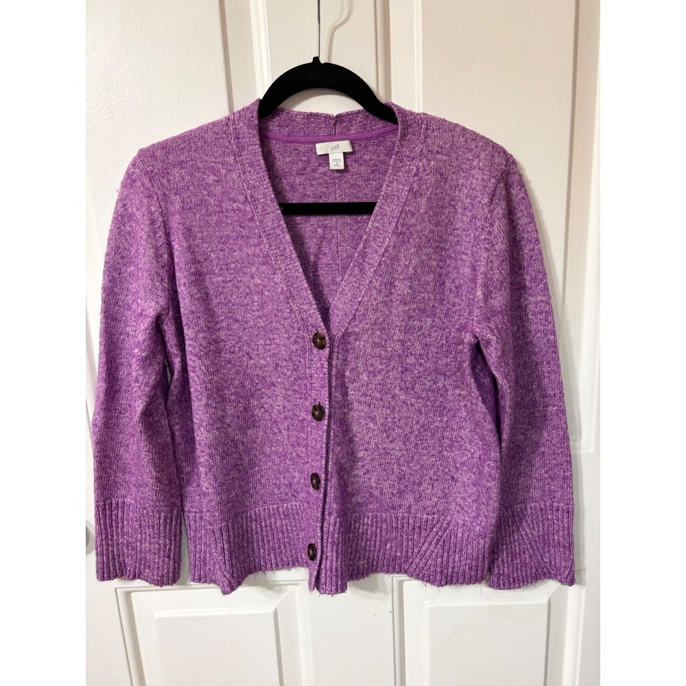 J. Jill | V-Neck Button Front Marled Cardigan | Medium Petite || Purple |